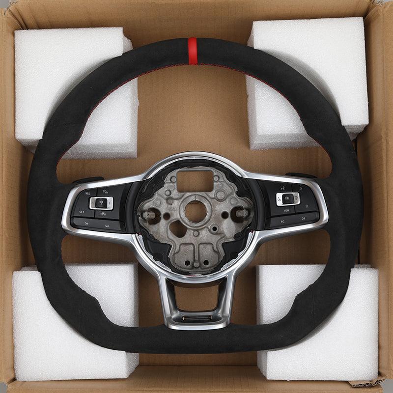 Custom Volant Full Alcantara Steering Wheel for Volkswagen VW Polo Passat CC Jetta Golf R 6 7 8 6R 7R 8R MK5 Mk6 MK7 Gti Gtd - YunLexus Custom Custom Steering Wheels for Volkswagen