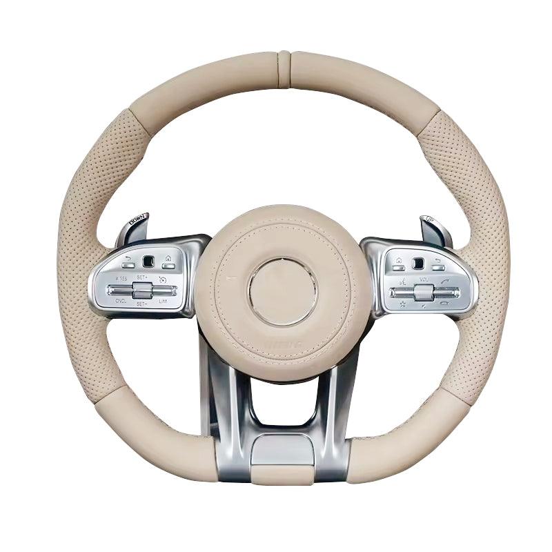 Custom Volant Half Perforated Leather Steering Wheel for Mercedes Benz W205 W222 W176 W213 GLE W166 W217 W463 G63 C217 C43 AMG - YunLexus Custom Custom Steering Wheels for Mercedes