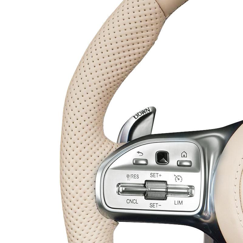 Custom Volant Half Perforated Leather Steering Wheel for Mercedes Benz W205 W222 W176 W213 GLE W166 W217 W463 G63 C217 C43 AMG - YunLexus Custom Custom Steering Wheels for Mercedes