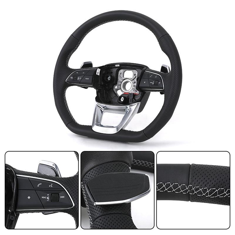 Custom Volant Lenkrad Flat Bottom Half Perforated Leather Steering Wheel for Audi RS TT TTRS RS3 RS4 RS5 RS6 RS7 R8 C8 Q5 B7 B8
