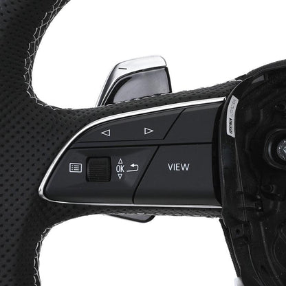 Custom Volant Lenkrad Flat Bottom Half Perforated Leather Steering Wheel for Audi RS TT TTRS RS3 RS4 RS5 RS6 RS7 R8 C8 Q5 B7 B8