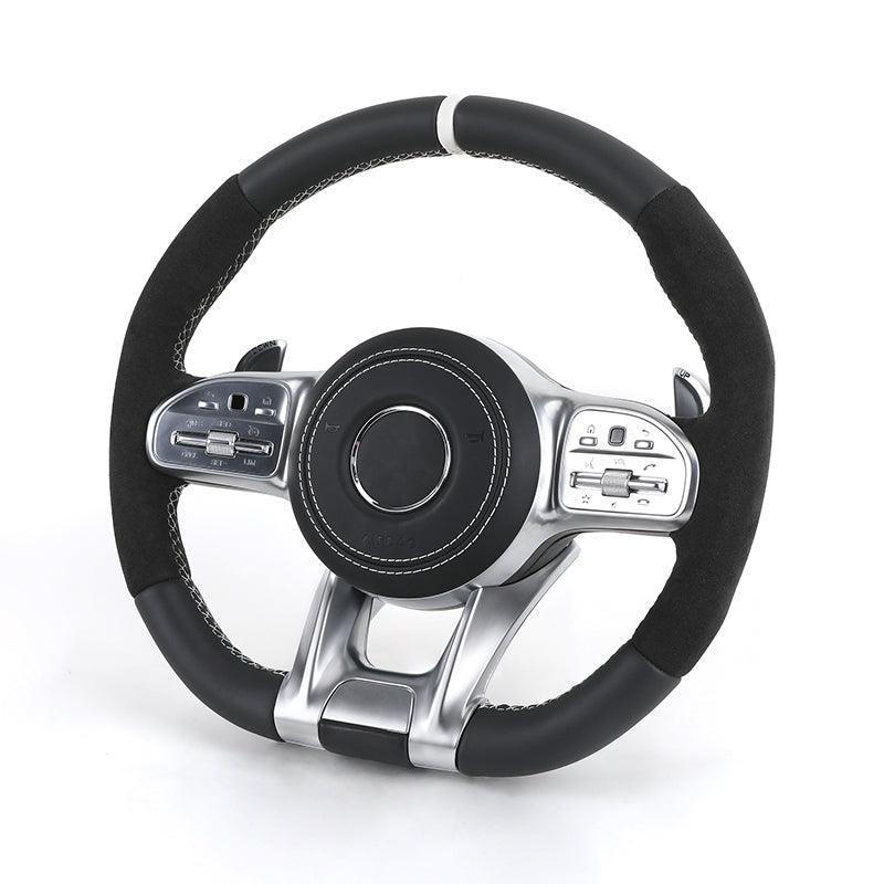 Custom Volant Lenkrad Half Alcantara Steering Wheel for Mercedes C E Class W204 X204 W205 CLA X118 C238 X253 GLC 63 C63 E63 AMG - YunLexus Custom Custom Steering Wheels for Mercedes