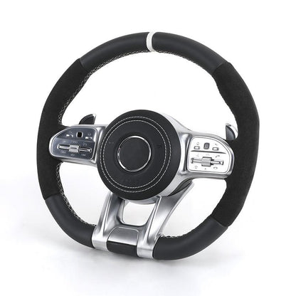 Custom Volant Lenkrad Half Alcantara Steering Wheel for Mercedes C E Class W204 X204 W205 CLA X118 C238 X253 GLC 63 C63 E63 AMG - YunLexus Custom Custom Steering Wheels for Mercedes