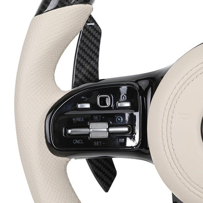 Custom Volant Lenkrad Half Leather Carbon Fiber Steering Wheel for Mercedes Benz W203 W204 W205 W221 W222 C217 C300 C55 C63 AMG - YunLexus Custom Custom Steering Wheels for Mercedes