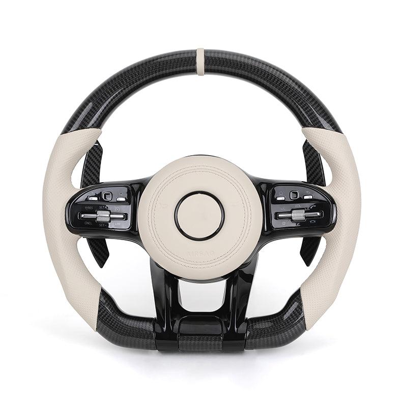 Custom Volant Lenkrad Half Leather Carbon Fiber Steering Wheel for Mercedes Benz W203 W204 W205 W221 W222 C217 C300 C55 C63 AMG - YunLexus Custom Custom Steering Wheels for Mercedes