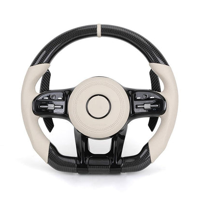 Custom Volant Lenkrad Half Leather Carbon Fiber Steering Wheel for Mercedes Benz W203 W204 W205 W221 W222 C217 C300 C55 C63 AMG - YunLexus Custom Custom Steering Wheels for Mercedes