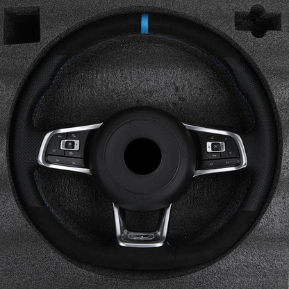 Custom Volant Lenkrad Half Perforated Leather Alcantara Steering Wheel for VW Polo Golf R 5 6 7 MK6 MK7 Jetta Tiguan Passat B6 - YunLexus Custom Custom Steering Wheels for VW