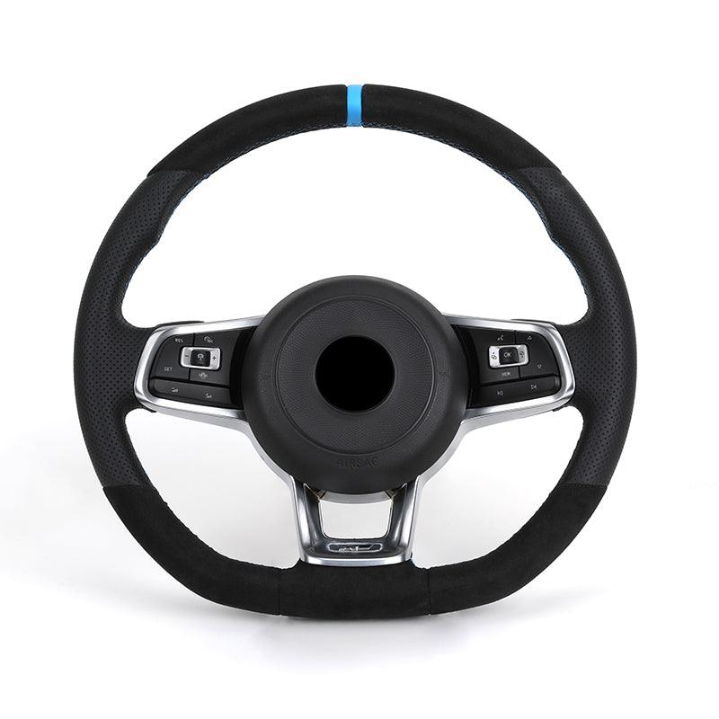 Custom Volant Lenkrad Half Perforated Leather Alcantara Steering Wheel for VW Polo Golf R 5 6 7 MK6 MK7 Jetta Tiguan Passat B6 - YunLexus Custom Custom Steering Wheels for VW