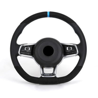 Custom Volant Lenkrad Half Perforated Leather Alcantara Steering Wheel for VW Polo Golf R 5 6 7 MK6 MK7 Jetta Tiguan Passat B6 - YunLexus Custom Custom Steering Wheels for VW