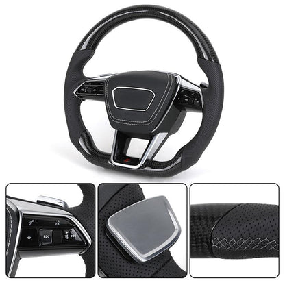 Custom Volant Lenkrad Half Perforated Leather Carbon Fiber Steering Wheel for Audi RS6 RS7 A6 A7 C7 C8 A3 8V A4 B8 B8.5 S4 B9 S7