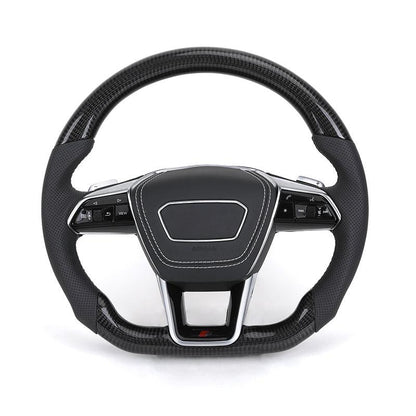 Custom Volant Lenkrad Half Perforated Leather Carbon Fiber Steering Wheel for Audi RS6 RS7 A6 A7 C7 C8 A3 8V A4 B8 B8.5 S4 B9 S7