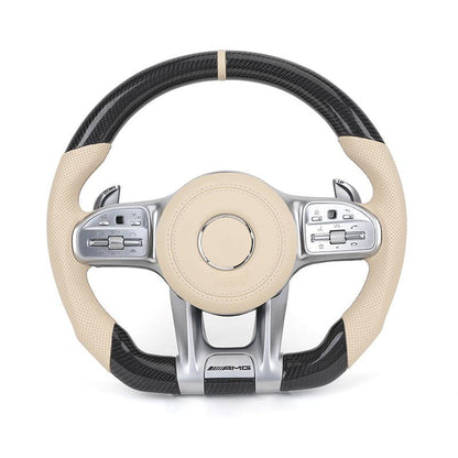Custom Volant Lenkrad Half Perforated Leather Carbon Steering Wheel for Mercedes CLC C207 W208 W117 X247 CLK W177 Gls X166 AMG - YunLexus Custom Custom Steering Wheels for Mercedes