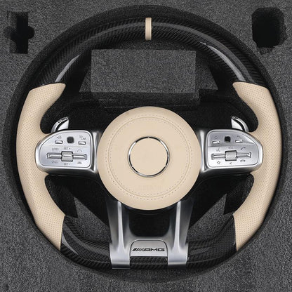 Custom Volant Lenkrad Half Perforated Leather Carbon Steering Wheel for Mercedes CLC C207 W208 W117 X247 CLK W177 Gls X166 AMG - YunLexus Custom Custom Steering Wheels for Mercedes