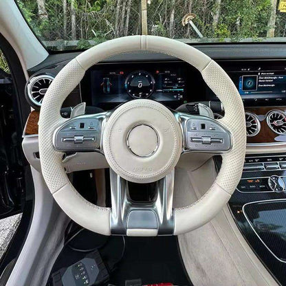 Custom Volant Lenkrad White Color Leather Steering Wheel for Mercedes Benz GL X166 GLB X247 W204 W205 W206 W207 W211 E63 AMG - YunLexus Custom Custom Steering Wheels for Mercedes