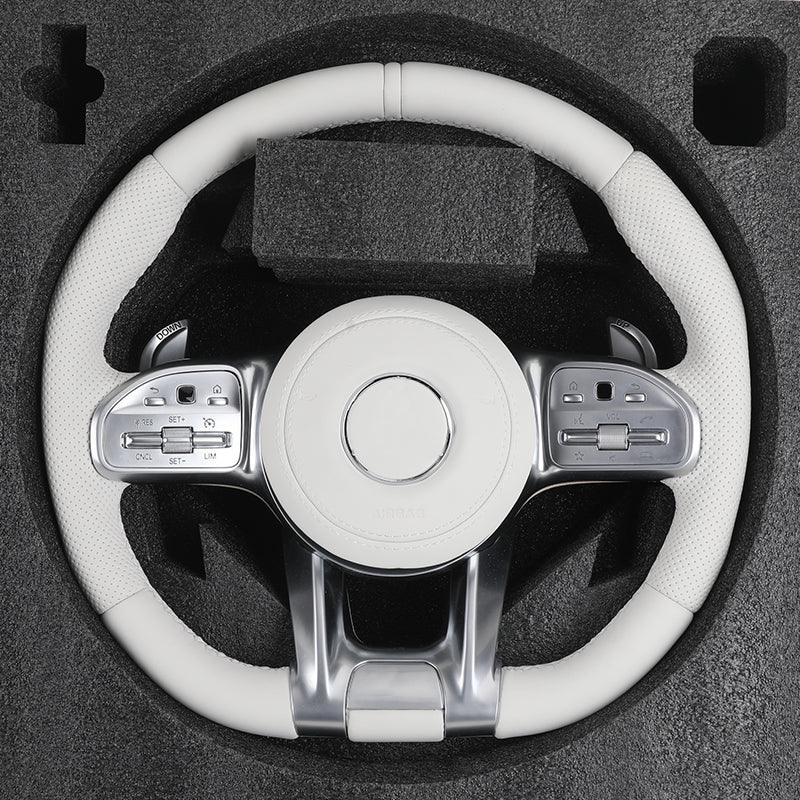 Custom Volant Lenkrad White Color Leather Steering Wheel for Mercedes Benz GL X166 GLB X247 W204 W205 W206 W207 W211 E63 AMG - YunLexus Custom Custom Steering Wheels for Mercedes