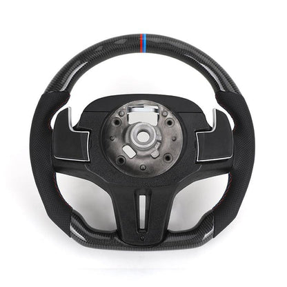 Custom Volant M Sport Leather Carbon Fiber Steering Wheel for BMW G30 G11 G12 G20 G31 G38 G05 G21 G82 G80 G02 X3 G01 M3 M4 M5 - YunLexus