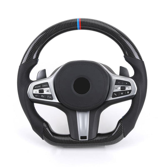 Custom Volant M Sport Leather Carbon Fiber Steering Wheel for BMW G30 G11 G12 G20 G31 G38 G05 G21 G82 G80 G02 X3 G01 M3 M4 M5 - YunLexus