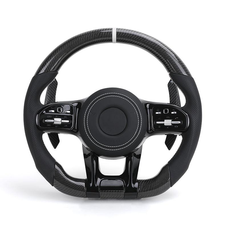 Custom Volante Glossy Black Carbon Steering Wheel for Mercedes Benz W204 W205 W207 W211 W212 W213 W221 W222 GLS CLS C63 AMG GT - YunLexus Custom Custom Steering Wheels for Mercedes