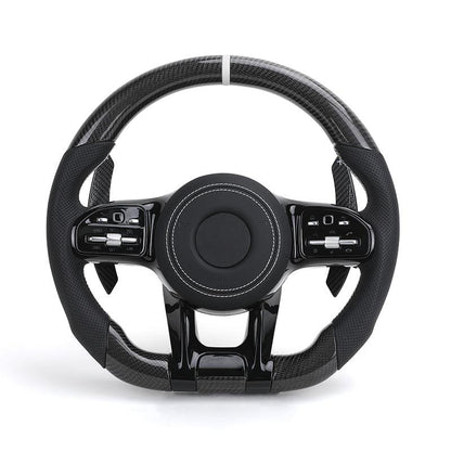 Custom Volante Glossy Black Carbon Steering Wheel for Mercedes Benz W204 W205 W207 W211 W212 W213 W221 W222 GLS CLS C63 AMG GT - YunLexus Custom Custom Steering Wheels for Mercedes