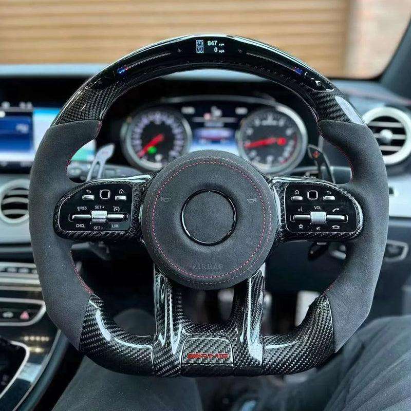 Custom Volante Lenkrad Carbon Paddle Half Alcantara LED Steering Wheel for Mercedes W205 W221 Gle Coupe W166 C292 W463 W447 Vito - YunLexus Custom Custom Steering Wheels for Mercedes