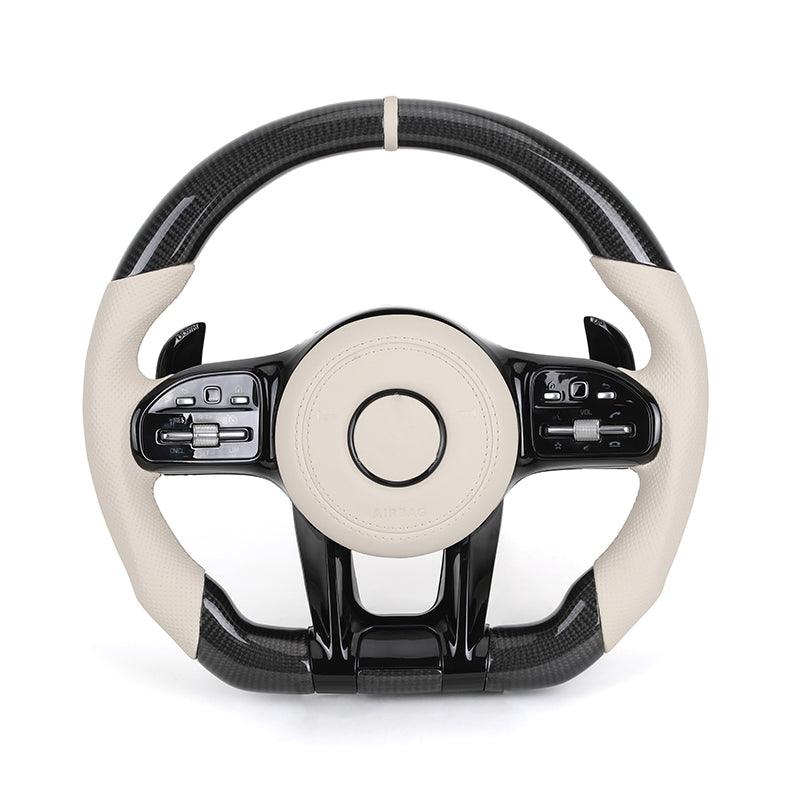 Custom Volante Lenkrad Half Leather Carbon Steering Wheel for Mercedes Benz C250 W164 W177 GLK GLC63 GLS X167 GLC GLE Coupe AMG - YunLexus Custom Custom Steering Wheels for Mercedes