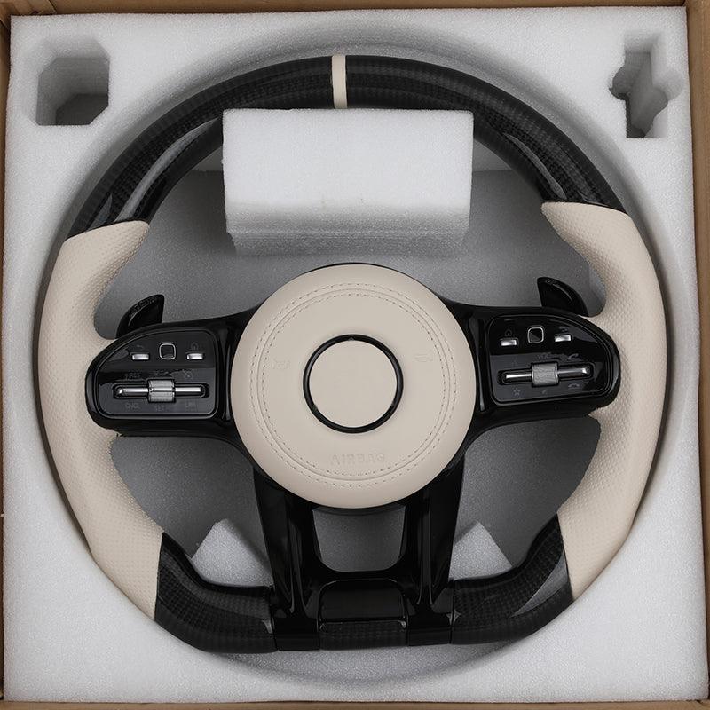 Custom Volante Lenkrad Half Leather Carbon Steering Wheel for Mercedes Benz C250 W164 W177 GLK GLC63 GLS X167 GLC GLE Coupe AMG - YunLexus Custom Custom Steering Wheels for Mercedes