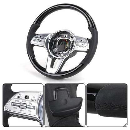 Custom Volante White Button Black Leather Wooden Steering Wheel for Mercedes Benz C Class W205 C205 W247 W177 W253 W188 W293 - YunLexus Custom Custom Steering Wheels for Mercedes