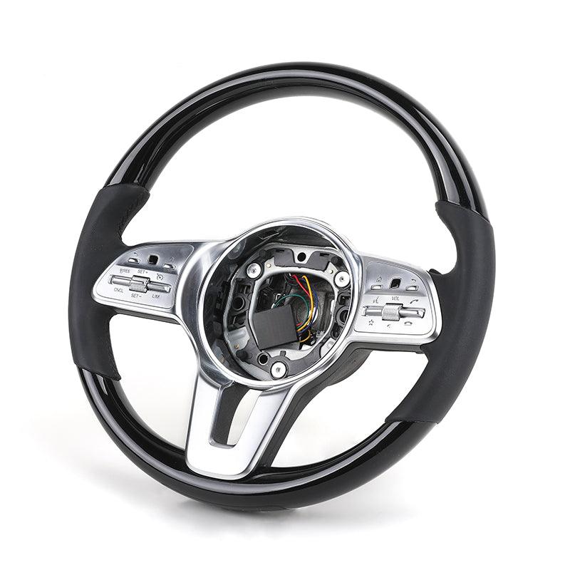 Custom Volante White Button Black Leather Wooden Steering Wheel for Mercedes Benz C Class W205 C205 W247 W177 W253 W188 W293 - YunLexus Custom Custom Steering Wheels for Mercedes