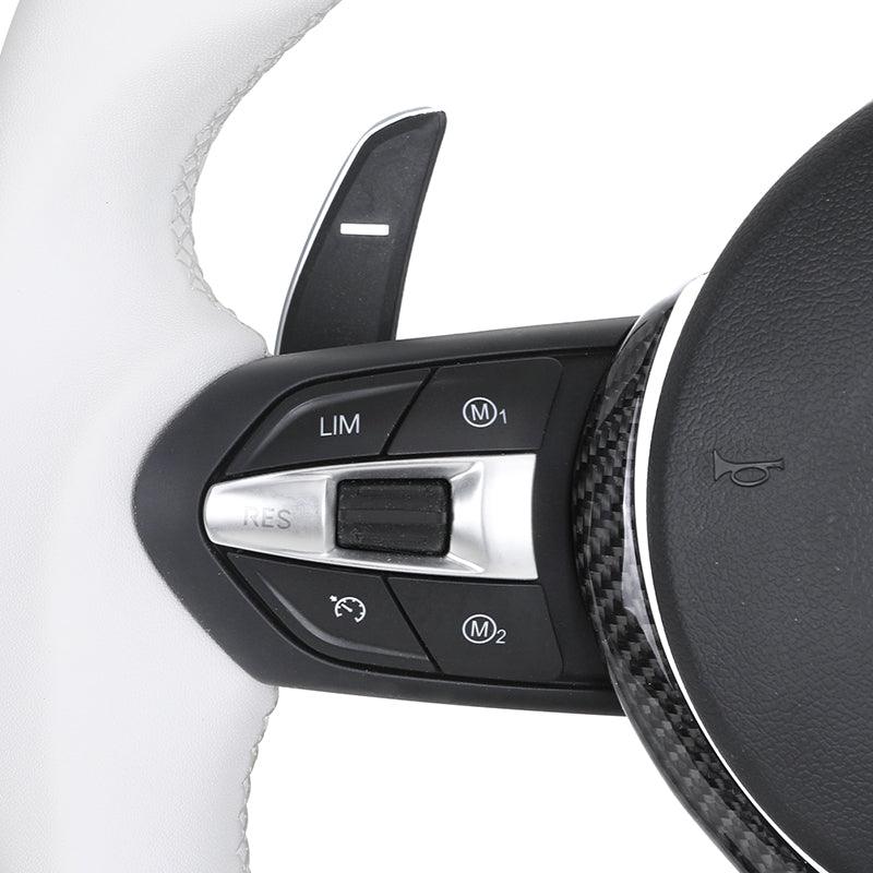 Custom White Leather Carbon Fiber M Sport Steering Wheel for BMW F10 F30 F20 F32 F36 F15 F16 F92 F80 F82 F87 F90 M2 M3 M4 M5 M8 - YunLexus