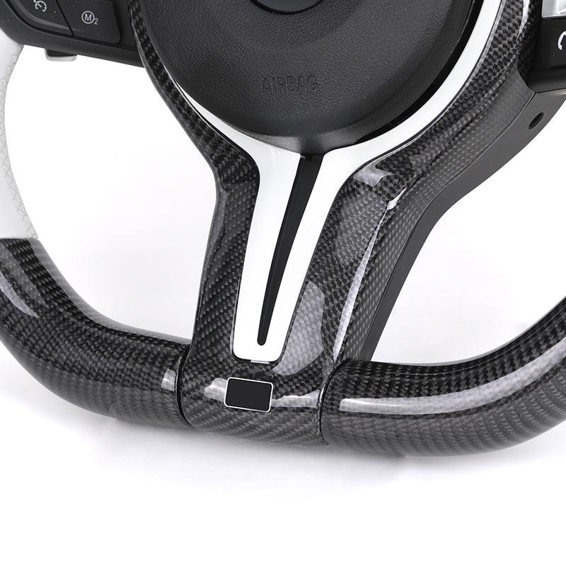 Custom White Leather Carbon Fiber M Sport Steering Wheel for BMW F10 F30 F20 F32 F36 F15 F16 F92 F80 F82 F87 F90 M2 M3 M4 M5 M8 - YunLexus