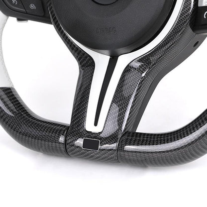Custom White Leather Carbon Fiber M Sport Steering Wheel for BMW F10 F30 F20 F32 F36 F15 F16 F92 F80 F82 F87 F90 M2 M3 M4 M5 M8 - YunLexus