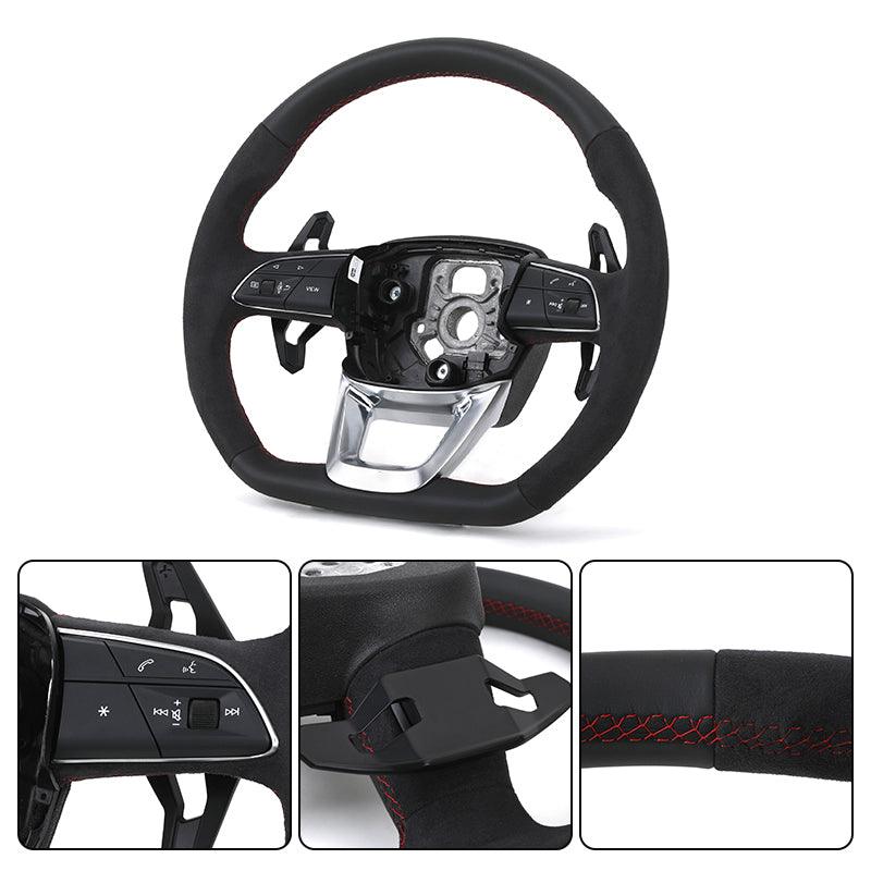 Customizable RS Volante Lenkrad Flat Bottom Half Alcantara Car Steering Wheel for Audi A8 A3 A6 C7 R8 RS3 S3 A7 RS5 RS6 A4 B8 Q7