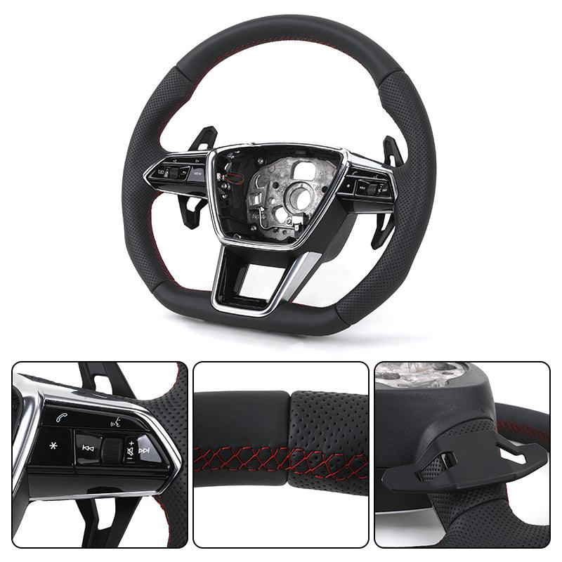 Customizable S Line Volante Lenkrad Flat Bottom Half Leather Steering Wheel for Audi A3 A6 C7 R8 RS3 S3 A7 RS6 A4 B9 B8 TT R8 A8