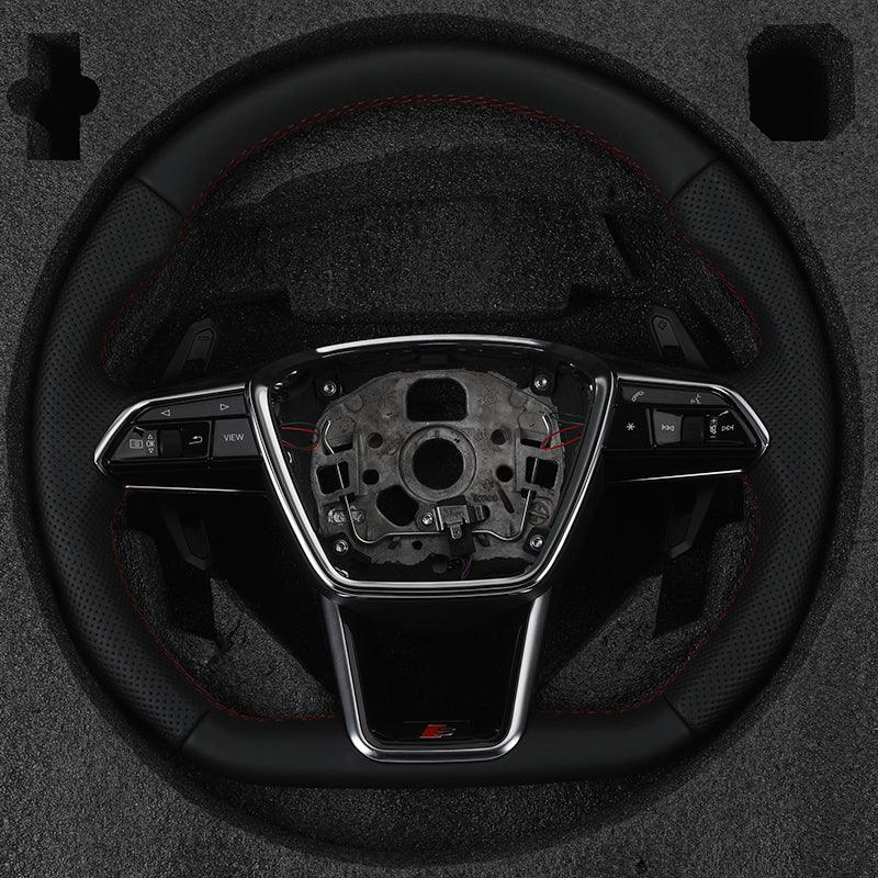 Customizable S Line Volante Lenkrad Flat Bottom Half Leather Steering Wheel for Audi A3 A6 C7 R8 RS3 S3 A7 RS6 A4 B9 B8 TT R8 A8