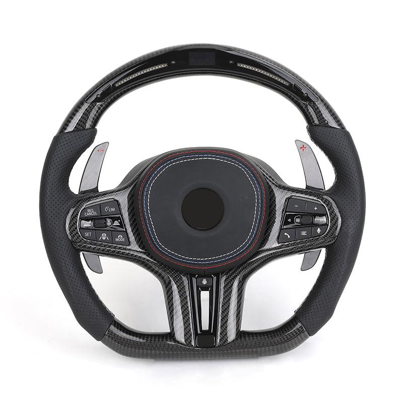Customized Carbon Fiber Paddle Shifter Perforated Leather M Sport LED Steering Wheel for BMW G20 G30 G11 G80 M3 F80 M5 F90 M4 - YunLexus