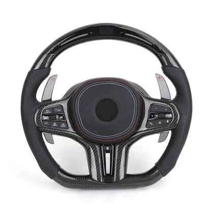 Customized Carbon Fiber Paddle Shifter Perforated Leather M Sport LED Steering Wheel for BMW G20 G30 G11 G80 M3 F80 M5 F90 M4 - YunLexus
