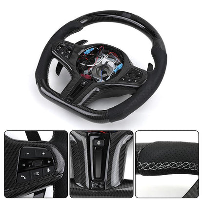 Customized Carbon Fiber Paddle Shifter Perforated Leather M Sport LED Steering Wheel for BMW G20 G30 G11 G80 M3 F80 M5 F90 M4 - YunLexus