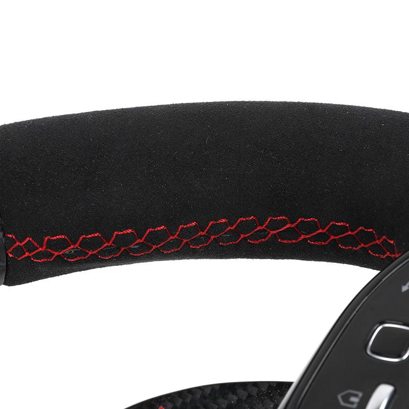 Customized Gloss Black Carbon Fiber Shift Paddle Alcantara Leather Steering Wheel for Mercedes Benz Cls63 GLB Sl R230 W210 W220 - YunLexus Custom Custom Steering Wheels for Mercedes