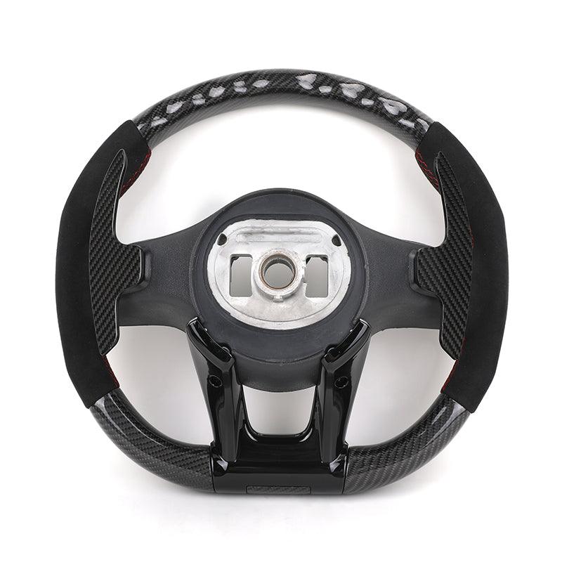 Customized Gloss Black Carbon Fiber Shift Paddle Alcantara Leather Steering Wheel for Mercedes Benz Cls63 GLB Sl R230 W210 W220 - YunLexus Custom Custom Steering Wheels for Mercedes