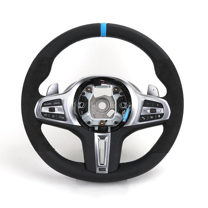Customized M Sport Alcantara Leather Steering Wheel for BMW G20 G30 G21 G81 G31 G82 G11 G12 G15 G16 F87 F98 F95 X7 G07 M3 M5 - YunLexus