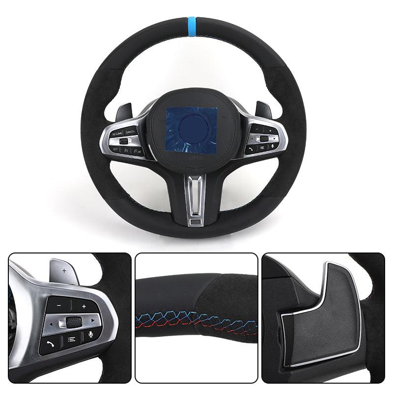 Customized M Sport Alcantara Leather Steering Wheel for BMW G20 G30 G21 G81 G31 G82 G11 G12 G15 G16 F87 F98 F95 X7 G07 M3 M5 - YunLexus