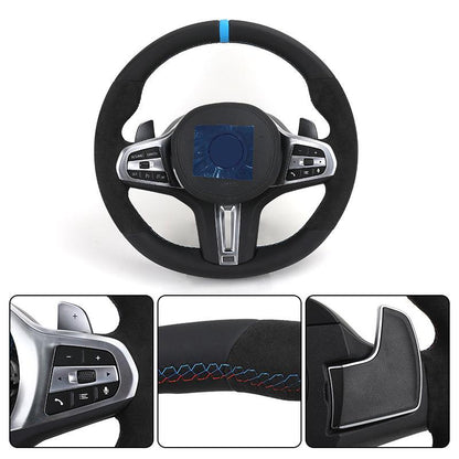 Customized M Sport Alcantara Leather Steering Wheel for BMW G20 G30 G21 G81 G31 G82 G11 G12 G15 G16 F87 F98 F95 X7 G07 M3 M5 - YunLexus