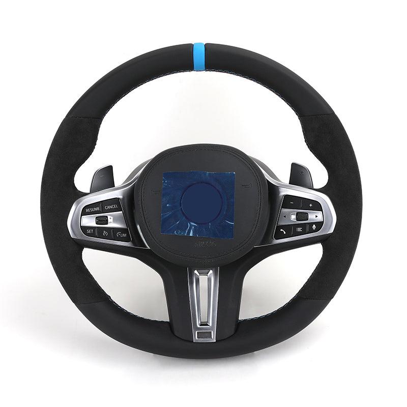 Customized M Sport Alcantara Leather Steering Wheel for BMW G20 G30 G21 G81 G31 G82 G11 G12 G15 G16 F87 F98 F95 X7 G07 M3 M5 - YunLexus