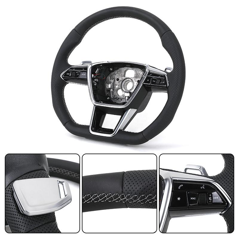 Customized S-Line S Line Volante Lenkrad Flat Bottom Half Leather Steering Wheel for Audi A3 A4 A5 A6 S3 S4 S5 S6 S7 RS4 RS5 RS6