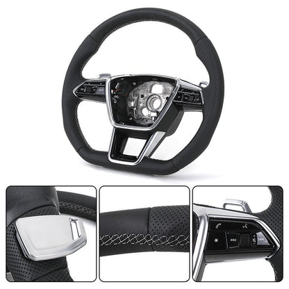 Customized S-Line S Line Volante Lenkrad Flat Bottom Half Leather Steering Wheel for Audi A3 A4 A5 A6 S3 S4 S5 S6 S7 RS4 RS5 RS6