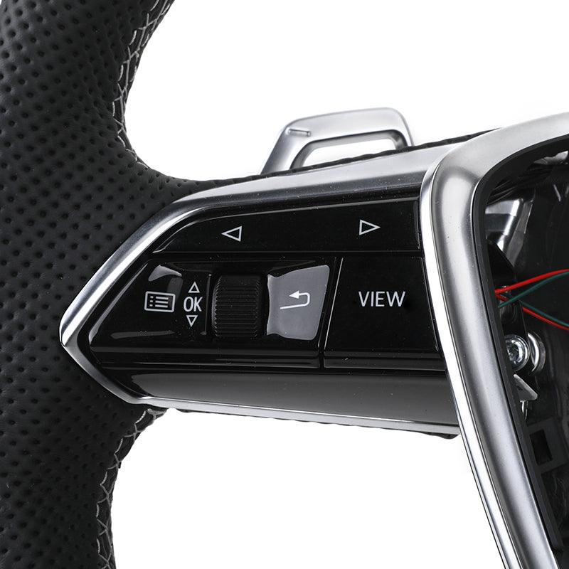 Customized S-Line S Line Volante Lenkrad Flat Bottom Half Leather Steering Wheel for Audi A3 A4 A5 A6 S3 S4 S5 S6 S7 RS4 RS5 RS6