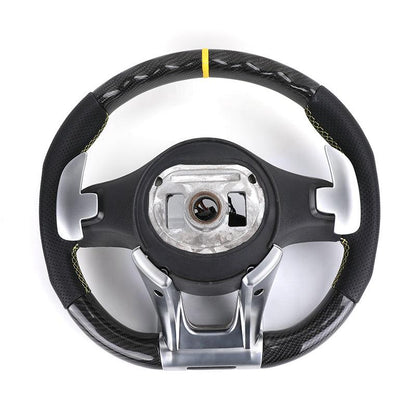 Customized Stitch Color Top Strip Perforated Leather Carbon Steering Wheel for Mercedes Benz S Class W222 W212 W204 E63 C43 AMG - YunLexus Custom Custom Steering Wheels for Mercedes