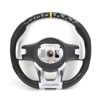 Customized Stitch Color Top Strip Perforated Leather Carbon Steering Wheel for Mercedes Benz S Class W222 W212 W204 E63 C43 AMG - YunLexus Custom Custom Steering Wheels for Mercedes