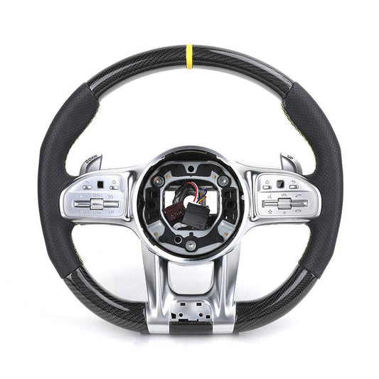 Customized Stitch Color Top Strip Perforated Leather Carbon Steering Wheel for Mercedes Benz S Class W222 W212 W204 E63 C43 AMG