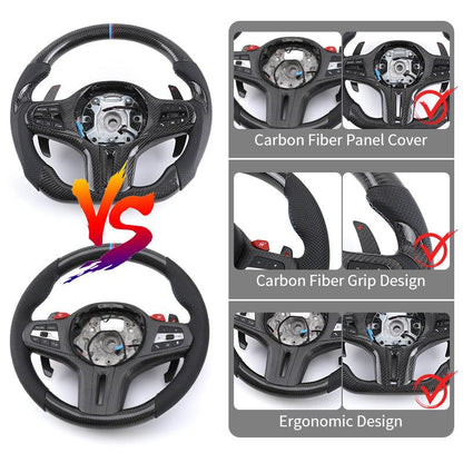 Ergonomic Design M Sport Carbon Fiber Car Steering Wheel for BMW F10 F30 F01 X5 F15 E70 F32 E90 E92 E60 E46 F20 G30 G20 M5 M3 M6 - YunLexus